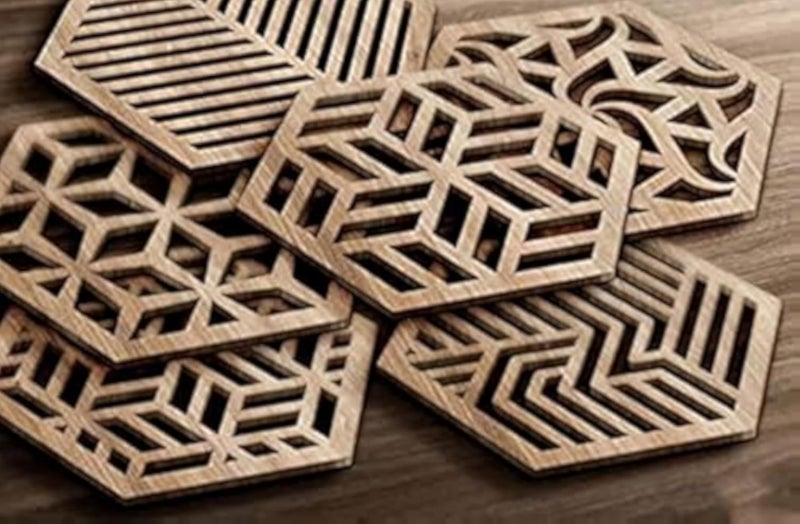 Wood coaster - 12 piece shapes